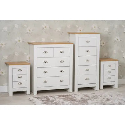 Echo 4 Piece White and Oak Bedroom Set Chests and Bedsides