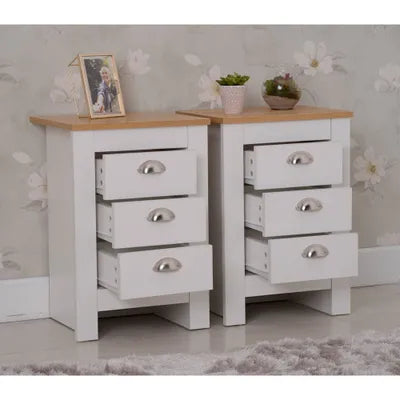 Echo 3 Piece White and Oak Bedroom Set Chest and Bedsides