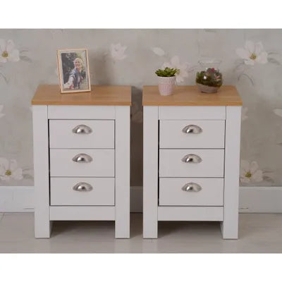 Echo 3 Piece White and Oak Bedroom Set Chest and Bedsides