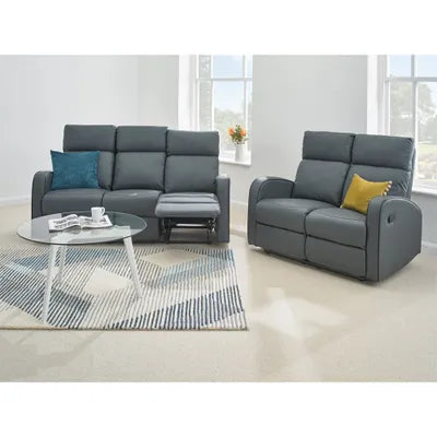 Sydney 3+2 Dark Grey Leather Recliner Sofa Set