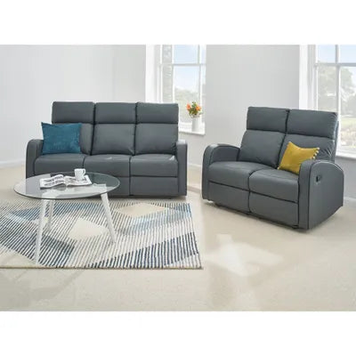 Sydney 3+2 Dark Grey Leather Recliner Sofa Set