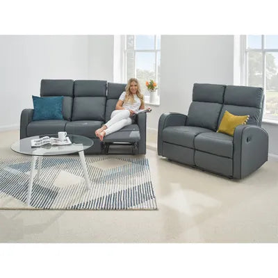 Sydney 3+2 Dark Grey Leather Recliner Sofa Set