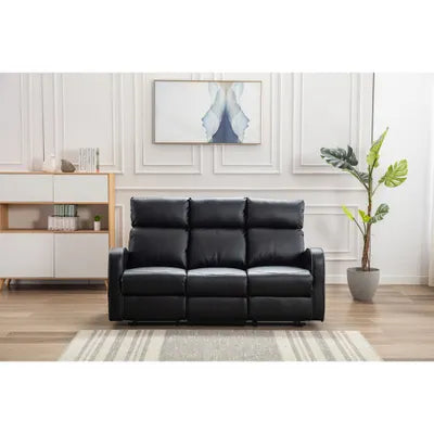 Sydney 3+2 Black Leather Recliner Sofa Set