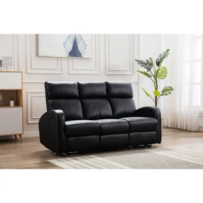 Sydney 3+2 Black Leather Recliner Sofa Set