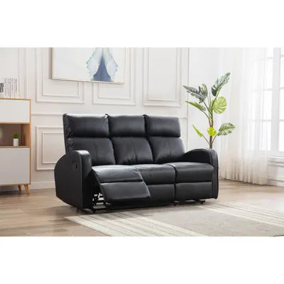 Sydney 3+2 Black Leather Recliner Sofa Set