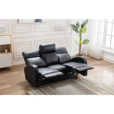 Sydney 3+2 Black Leather Recliner Sofa Set