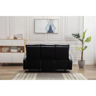 Sydney 3+2 Black Leather Recliner Sofa Set