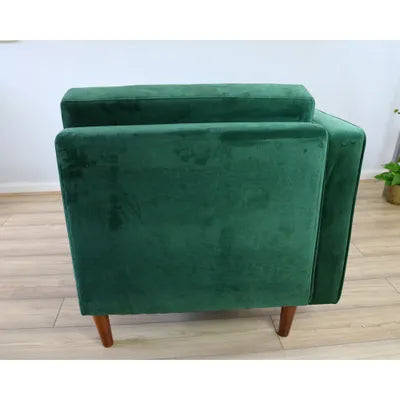 Ingham Chaise End Velvet Corner Sofa In Green right side facing