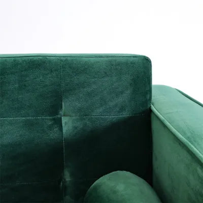 Ingham Chaise End Velvet Corner Sofa In Green right side facing