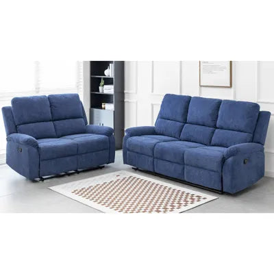 Amal Blue Fabric 3+2 Recliner Sofa Set