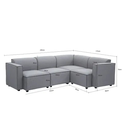 Debra Modular 3 Seater Sofa with Corner in Grey