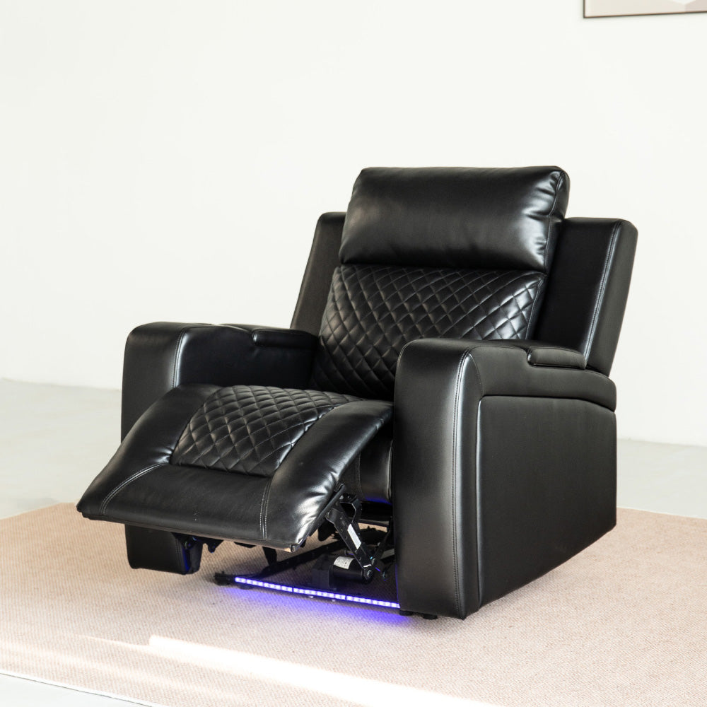 Power Recliner Led Cinema Leather Chair with Diamond Stitching