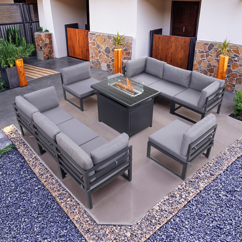 Outdoor Modular Steel Furniture Set with Firepit Table