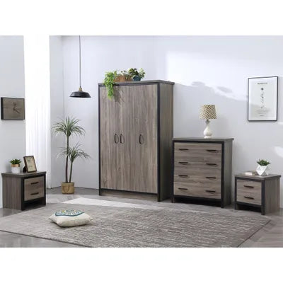 Royle 4 Piece Wardrobe Chest and Bedside Table Bedroom Furniture Set