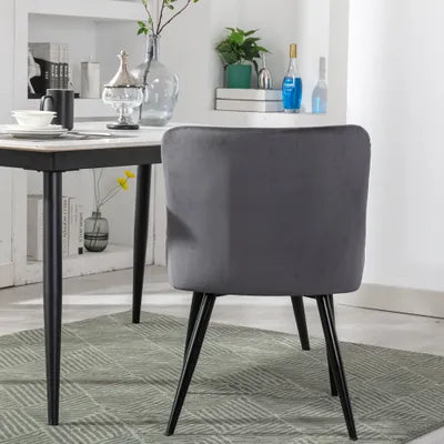 Ella Grey Velvet Dining Chair with Metal Legs - Set Of 2