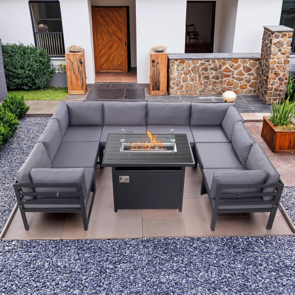 Outdoor Modular Steel Furniture Set with Firepit Table