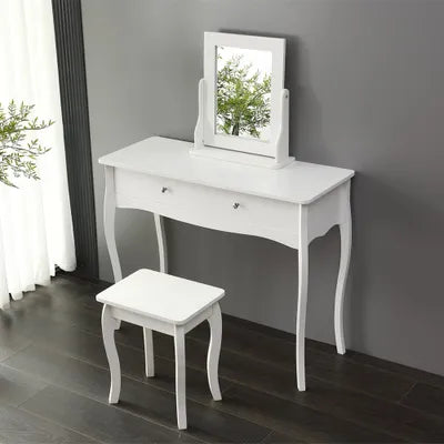 Stratford White Dressing Table with Stool Set