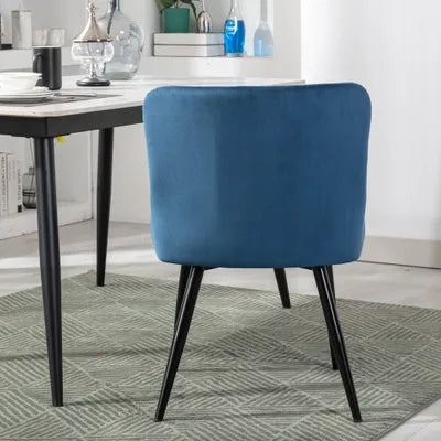 Ella Blue Velvet Dining Chair with Metal Legs - Set Of 2