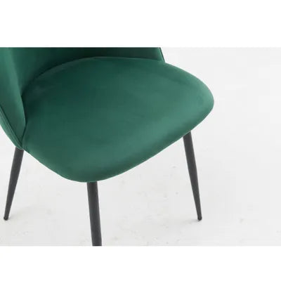 Aritic Green Velvet Dining Chair with Metal Legs - Set Of 2