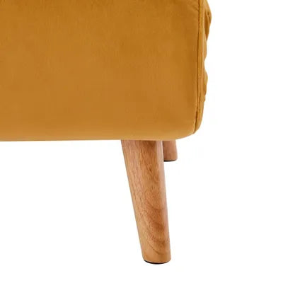Ada Velvet Foldable Sofa Bed 79cm with 1 Toss Pillow in Mustard