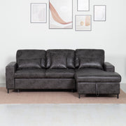 3-Seater PU Leather Sofa Bed with Corner Chaise & Storage