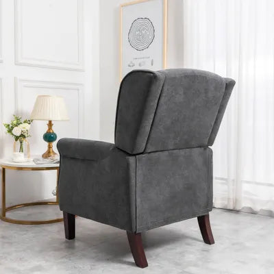 Beverley Wingback Fabric Recliner Chair In Grey