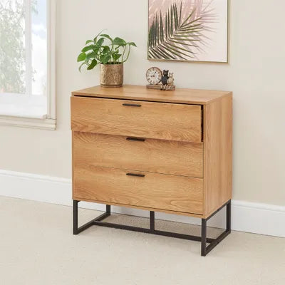 Darwin Industrial Style 3 Drawer Chest Of Drawers Cabinet