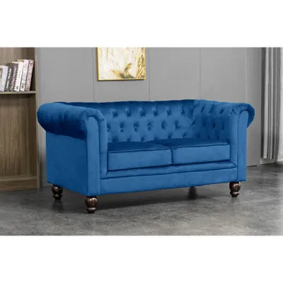 Euston 3+2 Seater Blue Velvet Sofa Set