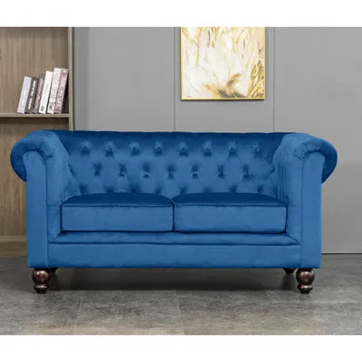 Euston 3+2 Seater Blue Velvet Sofa Set