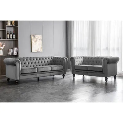 Euston 3+2 Seater Grey Velvet Sofa Set