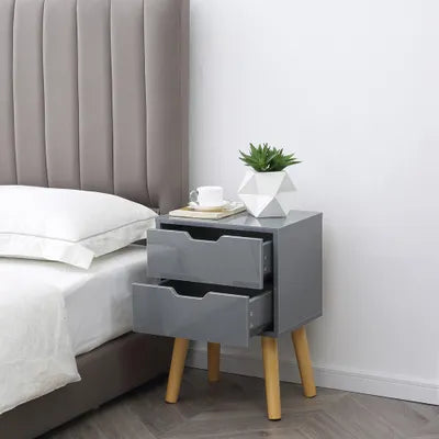 Miska Two Drawer Bedside Tables In Grey - Set Of 2