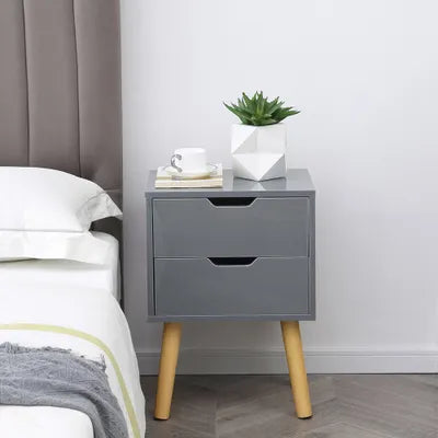 Miska Two Drawer Bedside Tables In Grey - Set Of 2