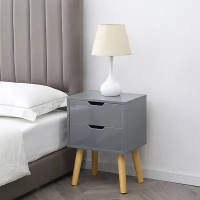 Miska Two Drawer Bedside Tables In Grey - Set Of 2