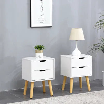 Miska Two Drawer Bedside Tables In White - Set Of 2