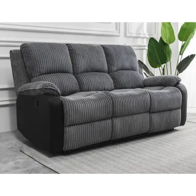 Sydney Grey Plush Fabric 3 Seater Recliner