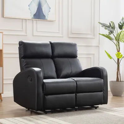 Sydney Black Leather 2 Seater Recliner Sofa