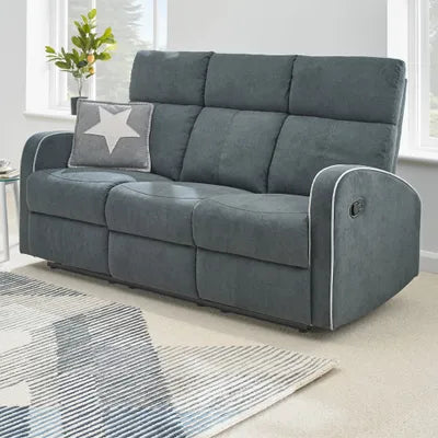 Sydney Dark Grey Fabric Recliner 3 Seater Sofa