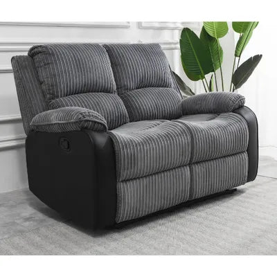 Sydney Grey Plush Fabric 2 Seater Recliner