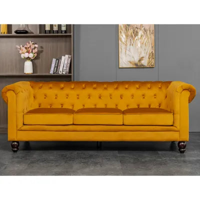 Euston 3+2 Seater Mustard Velvet Sofa Set