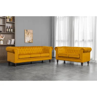 Euston 3+2 Seater Mustard Velvet Sofa Set