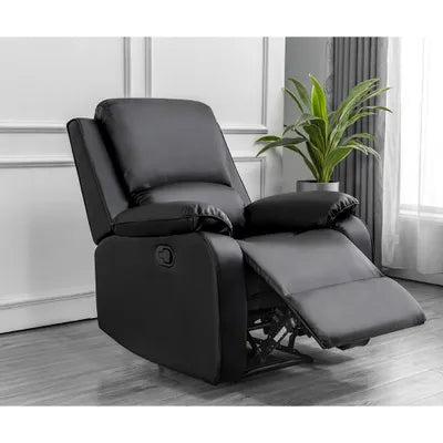 Oberton Black Leather Recliner Armchair