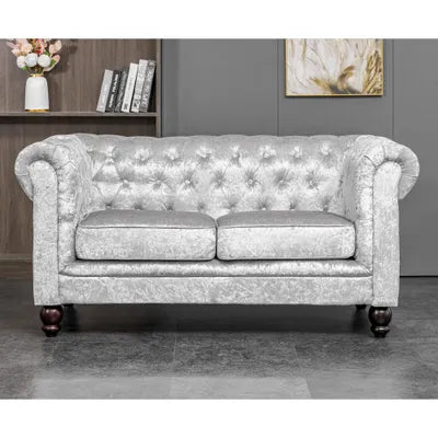 Euston 2 Seater Velvet Sofa in Silver Velvet