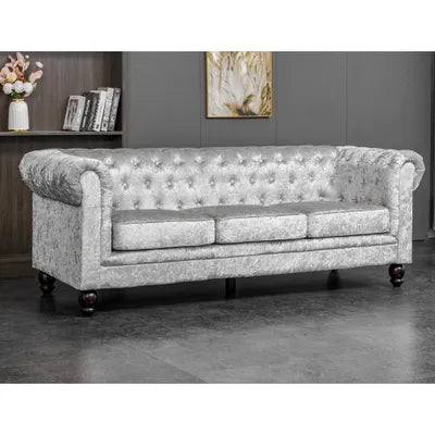 Euston 3 Seater Velvet Sofa in Silver Velvet