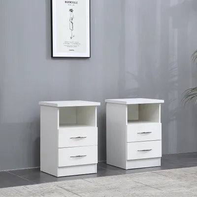 Ingrid 2 Drawer Bedside Tables In White - Set Of 2